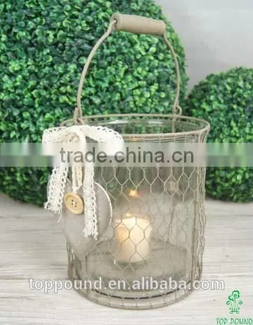 Decorative Glass Flower Planters With Wire Mesh Basket photo-4