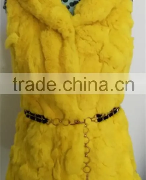 Rabbit Fur Jacket Raccoon Fur Collar Coat Outwear Garment Women Warm