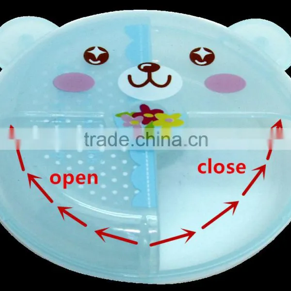 Animal Design Sliding Opening Round Box With Two Ears 2 Cells photo-2