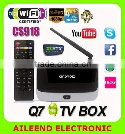 Quad Core Rk3188 XBMC Android 4.4 Wifi Bluetooth CS918 TV BOX Cs918 Android tv Box