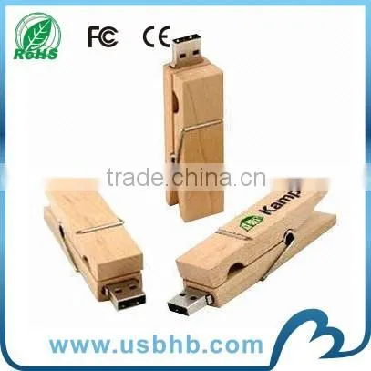 New Product Clamp Usb Memory Disk/ Convenient Usb Memory Disk /wooden Usb Memory Disk for Christmas Gift photo-3