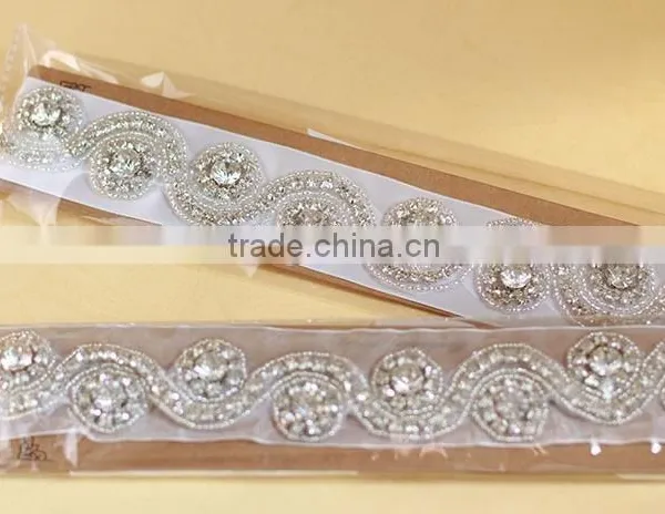 Wholesale Diy Bridal Sash and Belt Rhinestone Trim Applique Patch Silver WA016 photo-3