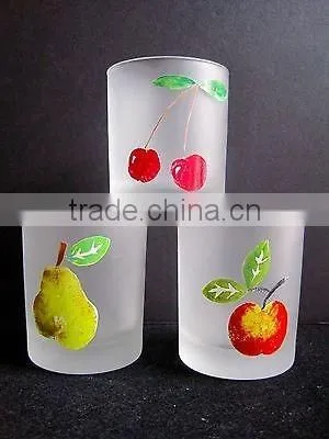 Set 3 Frosted Fruit Double Old Fashioned Glass