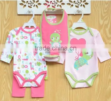 Baby Girls Clothing Set 5 Pcs Cotton Romper Rompers Triangle Jumpsuit photo-2