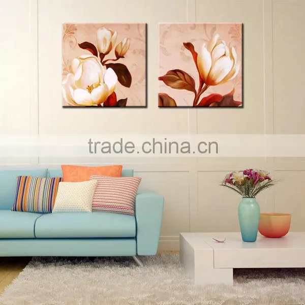 Decorative Wall Pictures White Lotus Canvas Flower Oil Painting for Living Room