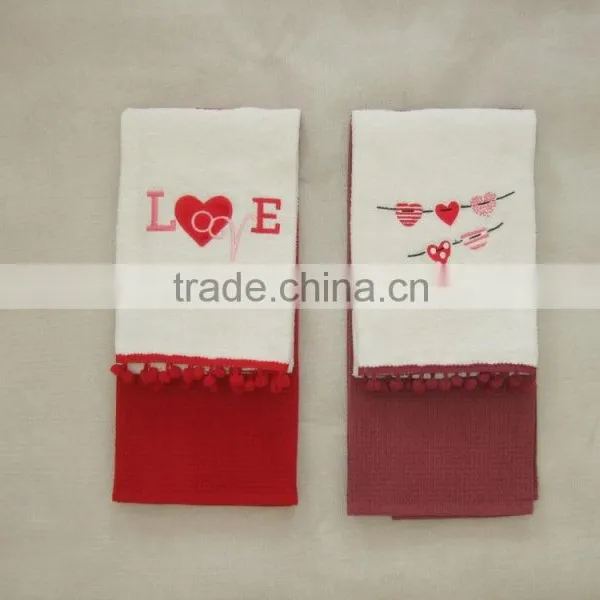 1pc Waffle Towel+1 pc Embroidery Towel Cotton Decorative Kitchen Towels Set China Supplier Bulk Buy From China photo-2