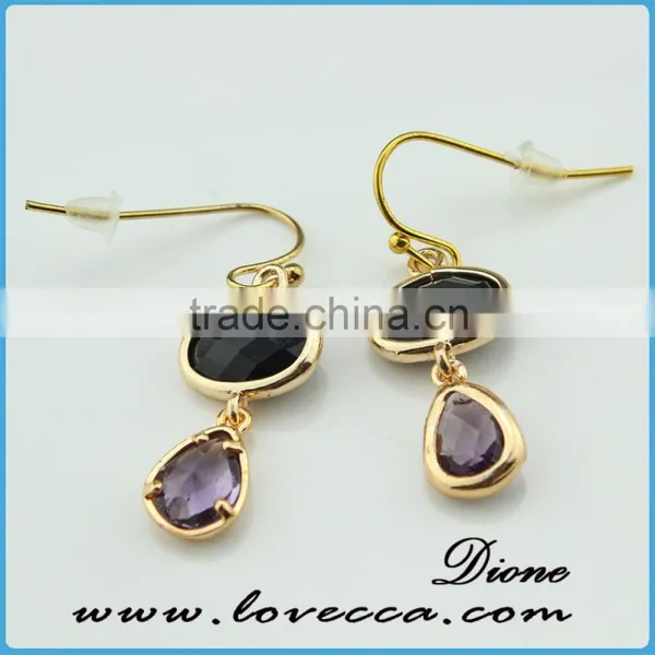 Drop Shape Stud Earrings Green Colored Glass Stone Earring for Gift photo-4