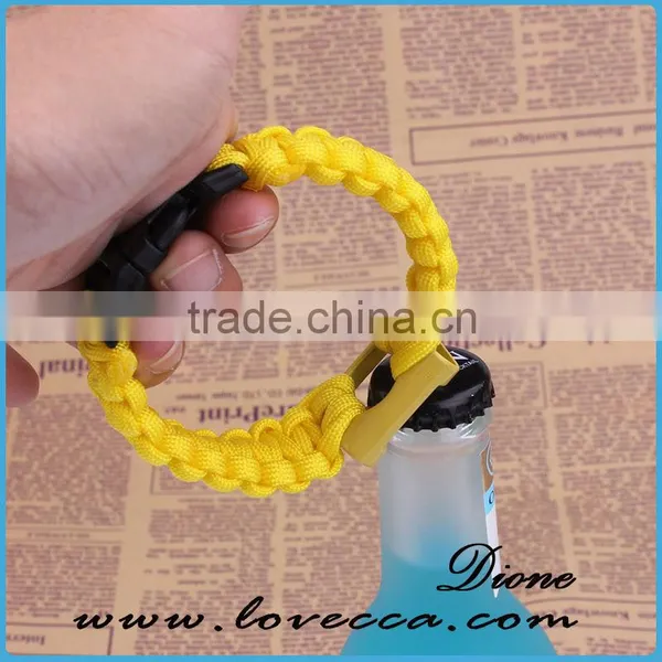 Custom Metal Braided Survival Paracord Bottle Opener Bracelet/firestarter/flint/whistle photo-2