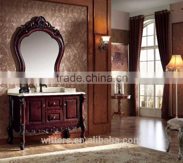 Old Hand Curved Bathroom Vanity With Vingage Mirror WTS1605 photo-2