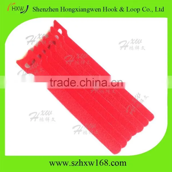 Custom Hook and Loop Strap Adjustable Cable Ties Red Color photo-5