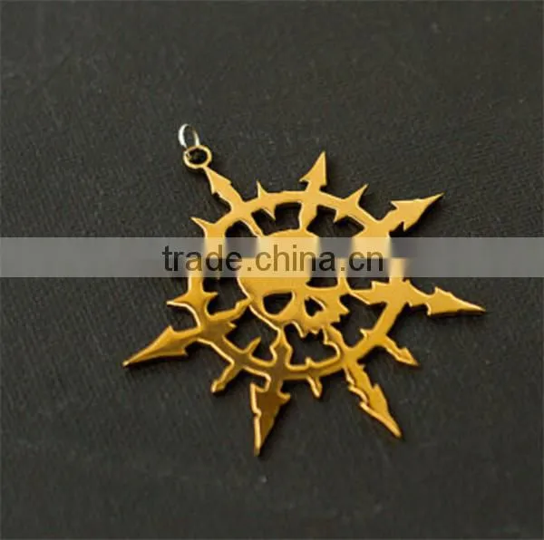 Wholesale Stainless Steel Gold Plated Arrowhead Charm Jewelry Biker Skull Pendant Jewelry photo-2
