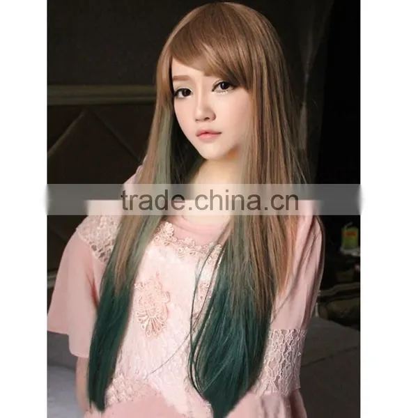 Wholesale Girl Long Straight Hair Mixed Color Wigs Factory Price Wigs photo-3