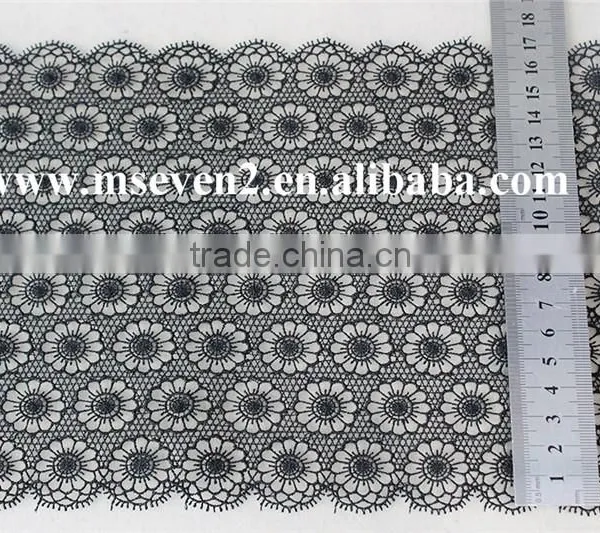New Black Color Lace Design 2016 Embroidery Scallop Shape Lace Trim Austrian Embroidery Designs Flower Lace in 17cm photo-5