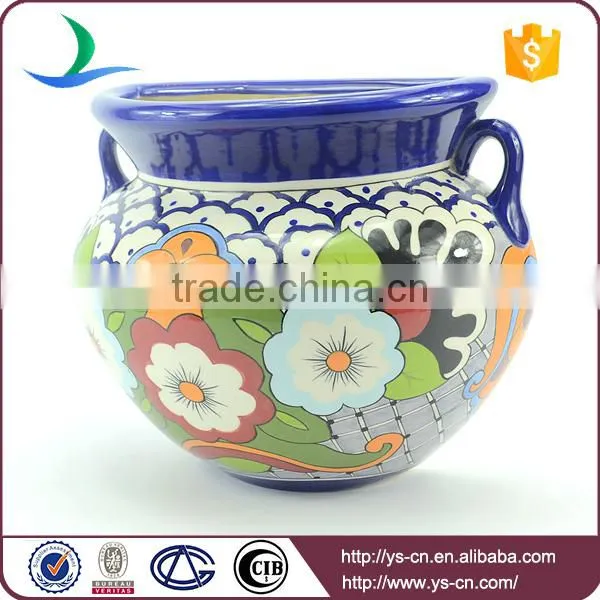 YSfp0010-02 Handprint Ceramic Modern Flower Pot With Ear Handle photo-2