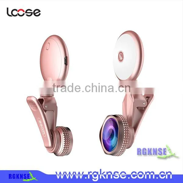 Wholesale Beauty RK19 Selfie Ring Light Mobile Phone 2 in 1 Fisheyes Lens Led Fill Light photo-5