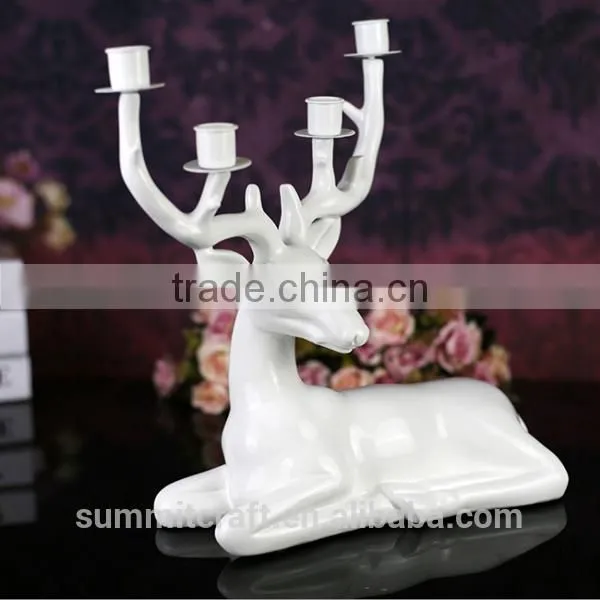 Resin White Deer Candle Holder Centerpieces for Wedding Table photo-2
