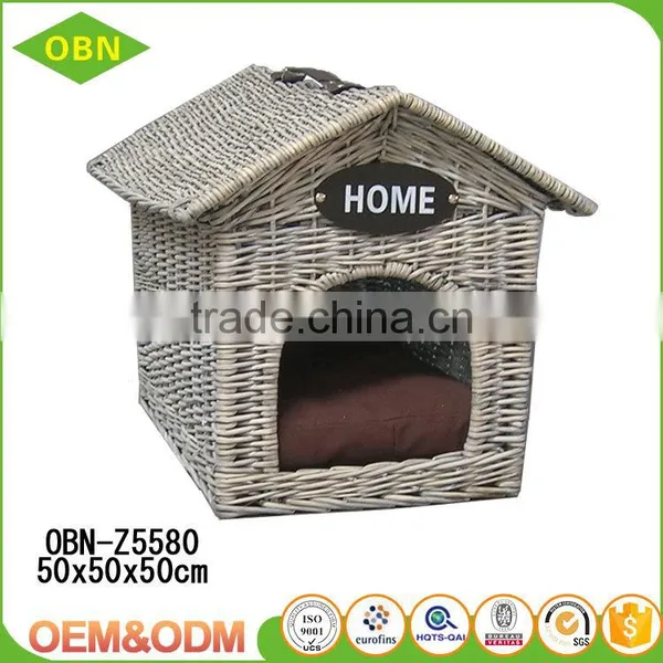 Custom Eco-friendly Material Pure Handmade Comfortable Rattan Indoor Wicker Cat House or Pet Basket photo-5