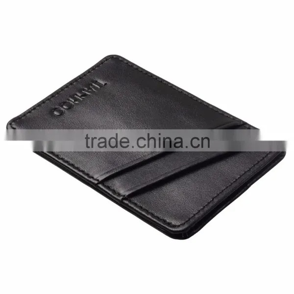Slim Leather Front Pocket Wallet Credit Card Holder Case - Black photo-3
