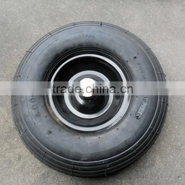 13inch 4.00-6 Metal Rim Air Pneumatic Wheel for Wheelbarrow photo-3