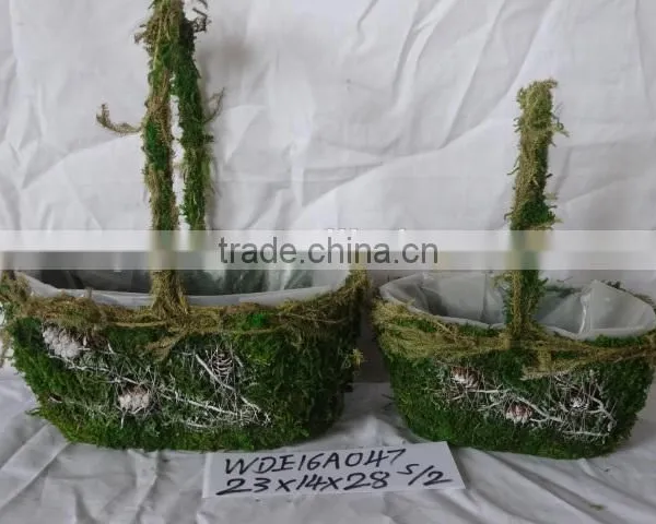 Decorative Moss and Sisal Flower Pot With Handle Material Moss,sisal, Grass,cornhusk photo-4