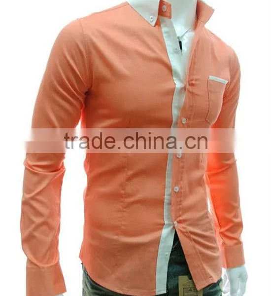 Fashion Candy Colors Luxury Collar Mens Fitted Formal Party Casual Dress Shirts photo-4