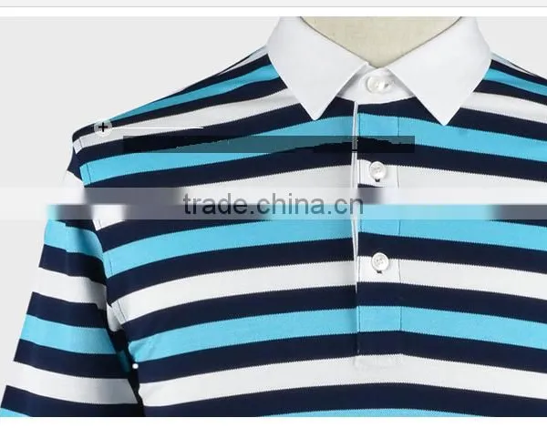 New Fashion Promotion White Collar Cheap Breathable 70% Polyester 30% Cotton Stripe Pique Polo T-shirt photo-4
