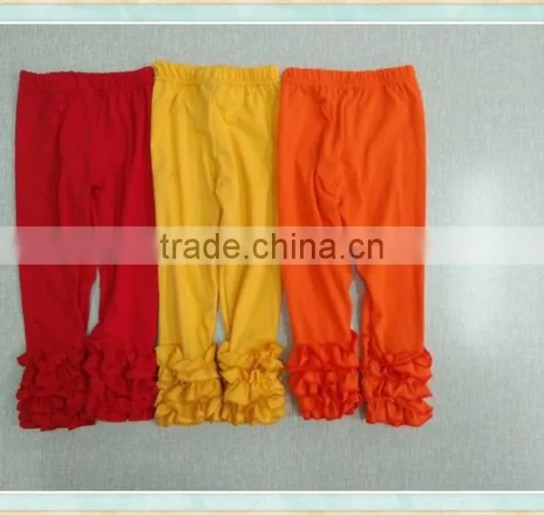 2017 Wholesale Triple Ruffle Icing Pants Girls Sew Sassy Cotton Icing Ruffle Toddler Leggings photo-2