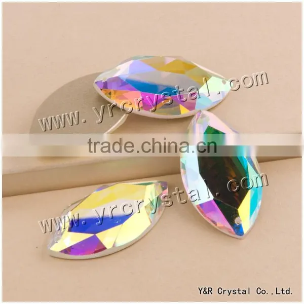 Sew on Fish Eye ab Rhinestones Beads Crystal Glass Beads AB Color With Two Holes or Not photo-4
