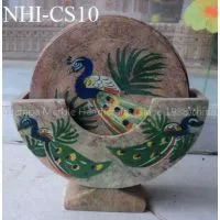 Black Marble Coaster Set Handmade Crafts Work Floral Design Home Decor & Gifts photo-2