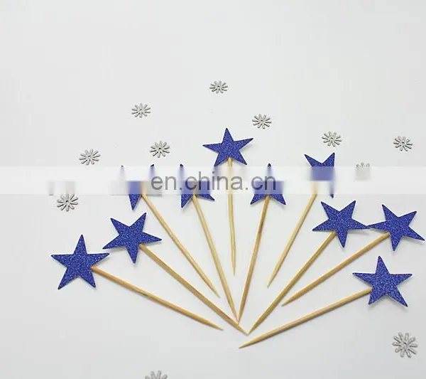 Blue Glitter Stars Cupcake Topper Birthday Party Cake Decorations photo-2