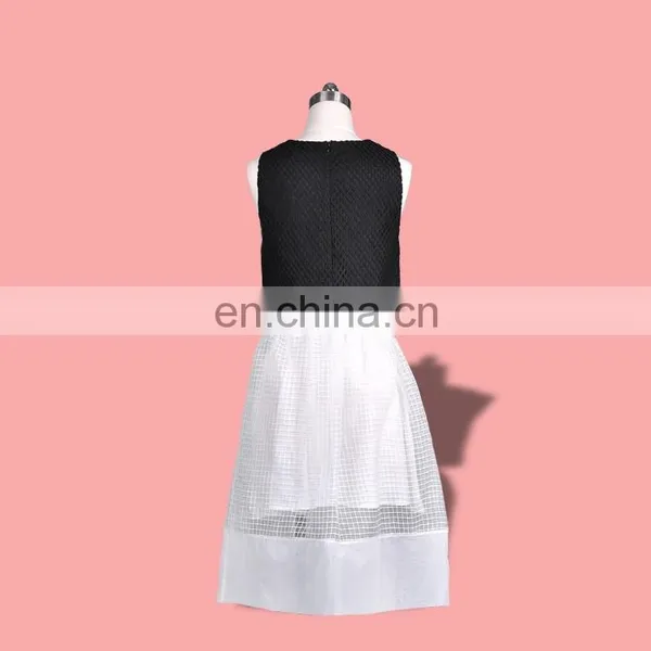 Two Pieces Style Dress White Skirt and Black Top photo-3