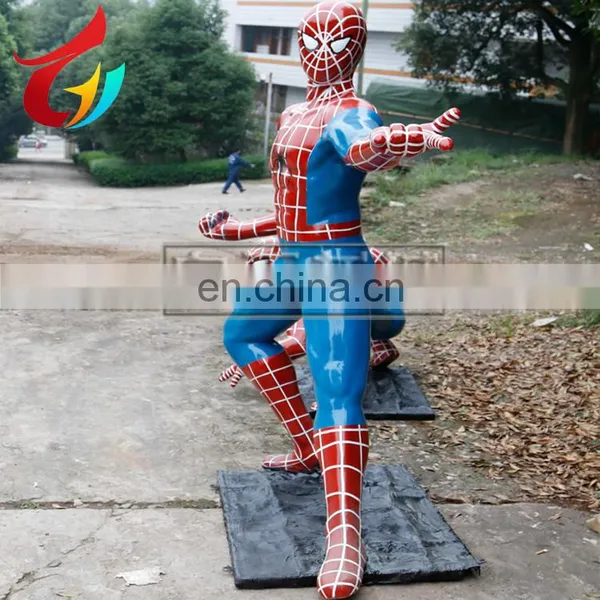 Hot Sale Theme Park Life Size Spiderman Fiberglass Statue