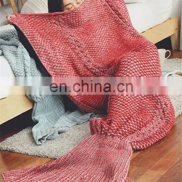 Wool Knitted Mermaid Tail Blanket Handmade Crochet Mermaid Blanket Adult Throw Bed Wrap Super Soft Sleeping Bag photo-2