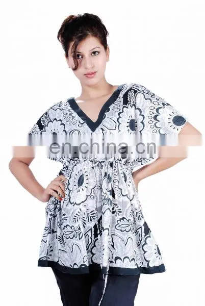 Printed Cotton Short Sleeve Top