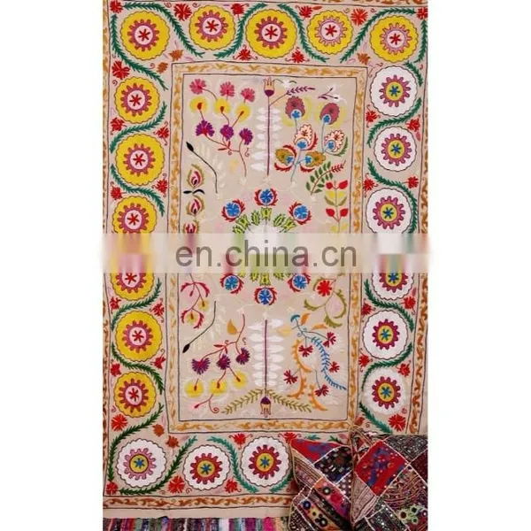 Uzbek Suzani Throw Hand Embroidered Suzani Wall Hanging Suzani Bed cover