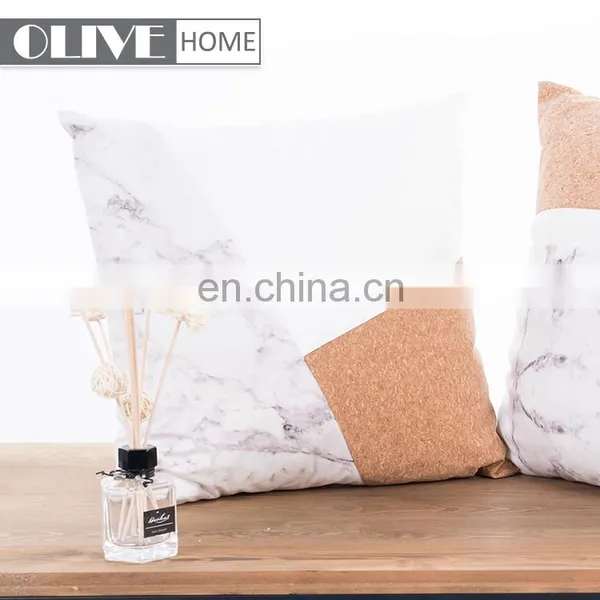 2018 Spring New Geometry Pillow Poly Canvas Patchwork Applique Cork Sofa Cushion photo-6