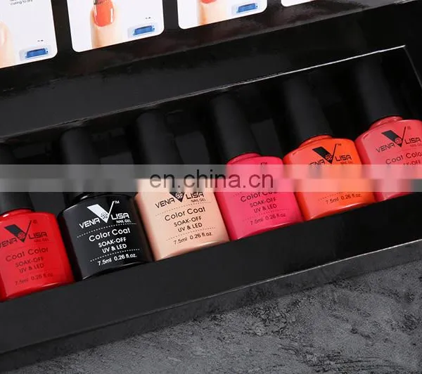 6 Bottles Set 7.5 ML Venalisa Soak Off UV Gel Nail Polish Basecoat Nail Art Color Gel Polish French Pink Make up Topcoat Gel Set photo-2