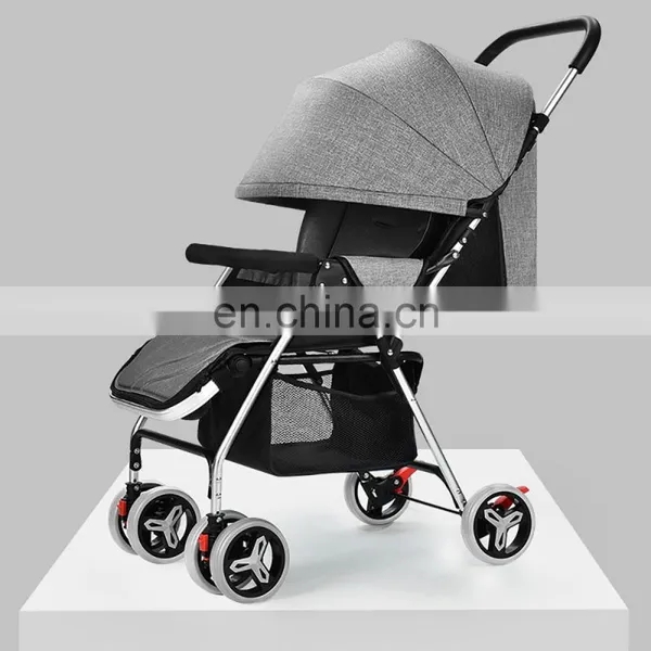 Wholesale High Quality Baby Stroller Aluminum Alloy Frame Linen Canopy Baby Pram Factory Price photo-7