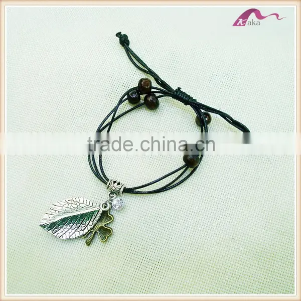 Spring Boho New Design Wooden Bead Leather Rope Bangle Bracelets Quality Choice photo-3