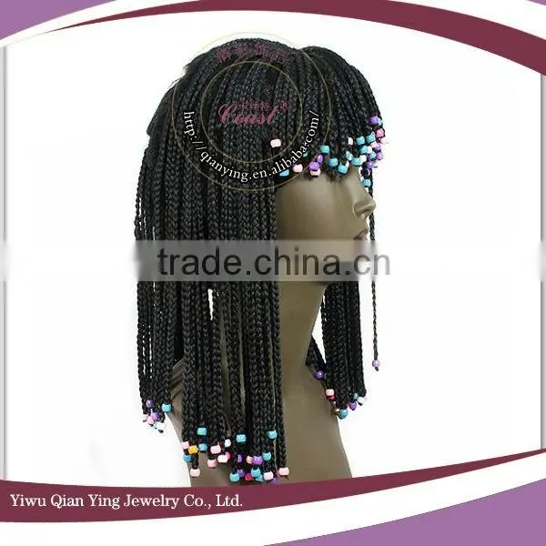 Short Fake Synthetic Party Dress Hair Braid & Bead Wig photo-3