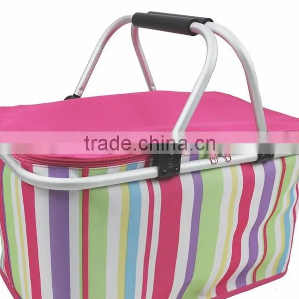 Folding Cloth Shopping Basket 600D Jaquard Fabric Folding Shopping Basket Cute Shopping Basket
