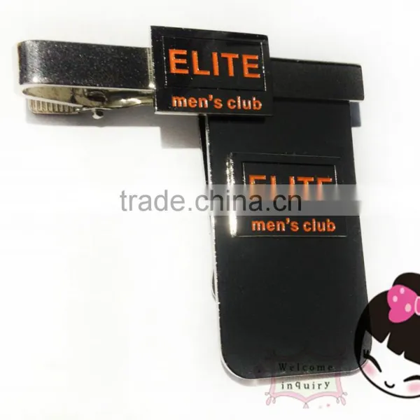 Custom Metal Lapel Pin Money Clip Tie Clip Elite Men's Club Soft Enamel Orange Letter