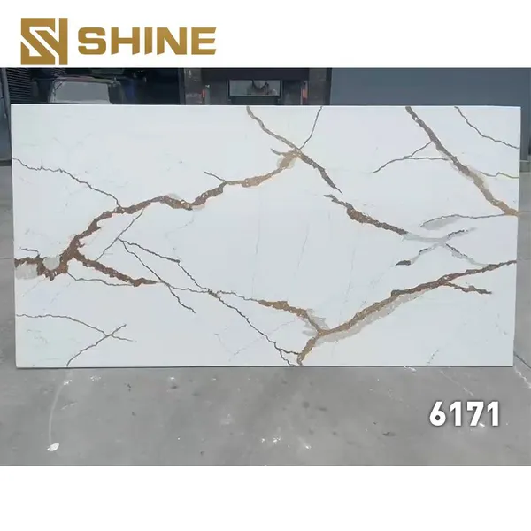 Modern White Calacatta 3D Ink Printed Artificial Quartz Slab Versatile Use Villas Bedrooms Hotels Tables Indoors Kitchens Dining