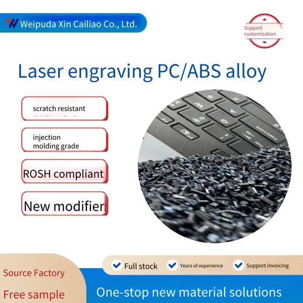 flame-retardant v0 grade laser-engraved pc/abs alloy plastic for automotive buttons, electronic shells with black-to-white and black-to-gold engraving, manufacturer