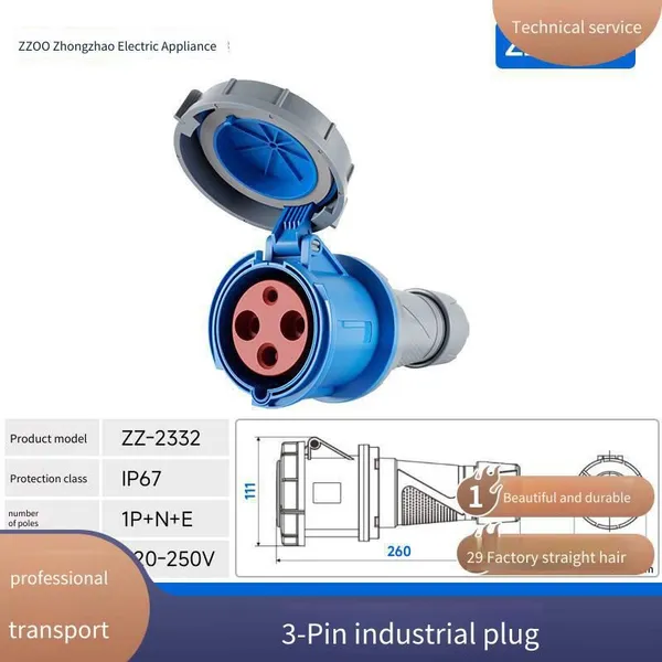 Zhongzhao Electrical Industrial Plug, 5-pin, 125a High Current, Outdoor Use, cb Certified, ce Certified photo-5