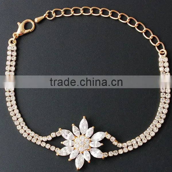Gold and Silver Lotus Flower Bracelet For Women Fashion Jewelry photo-3