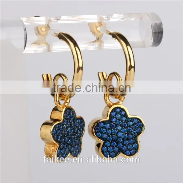 Wholesale Fashion Lady's Jewelry 925 Sterling Silver Earring Gold Plated Wax Micro Pave Setting Earring photo-3
