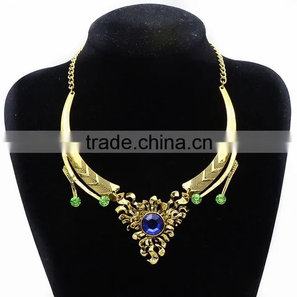 Women Jewelry 18k Gold Plated Pink Crystal Choker Chunky Statement Bib Necklace photo-5