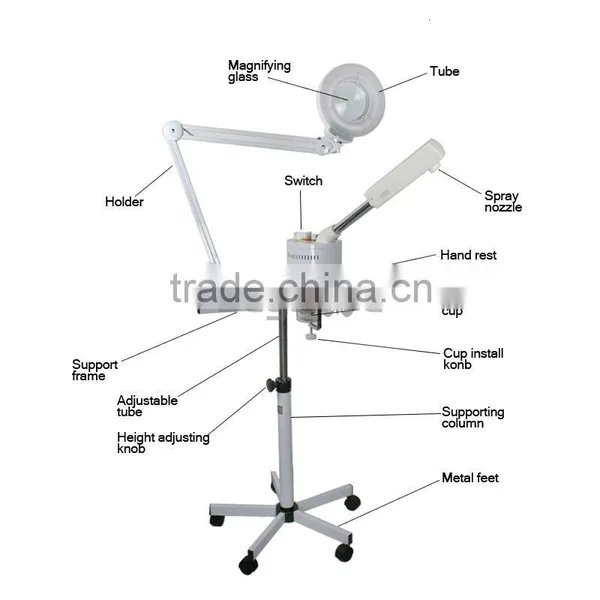 UV Ozone Rolling Facial Steamer Machine Salon Spa W/5x Mag Magnifying Light Lamp photo-2