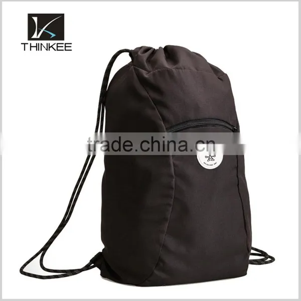 Custom Your Logo Khaki Polyester Gym Bag Drawstring Backpack photo-3